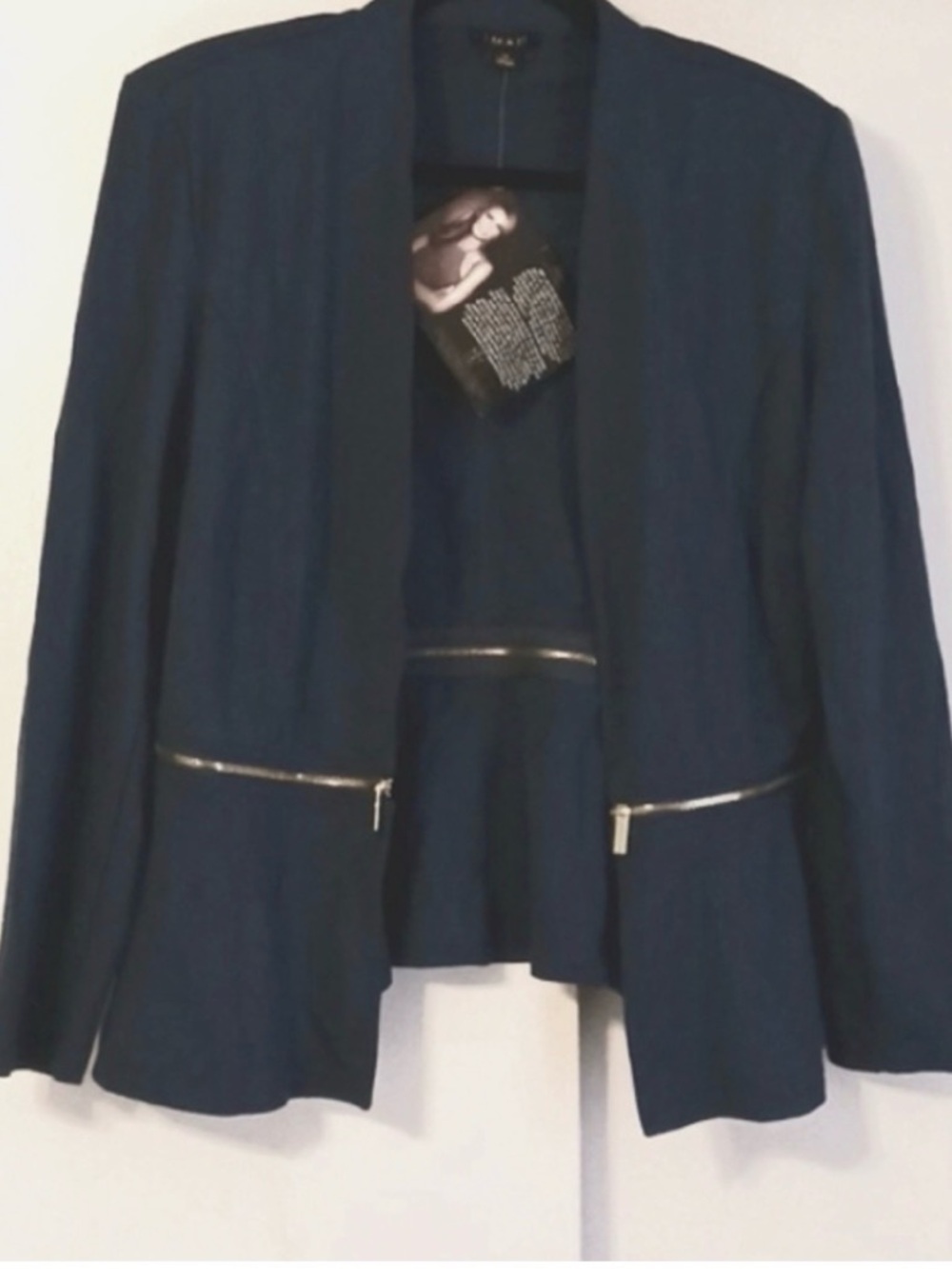 IMAN "Global Chic" Dark Blue Zip Around Jacket in Size M  NWOT